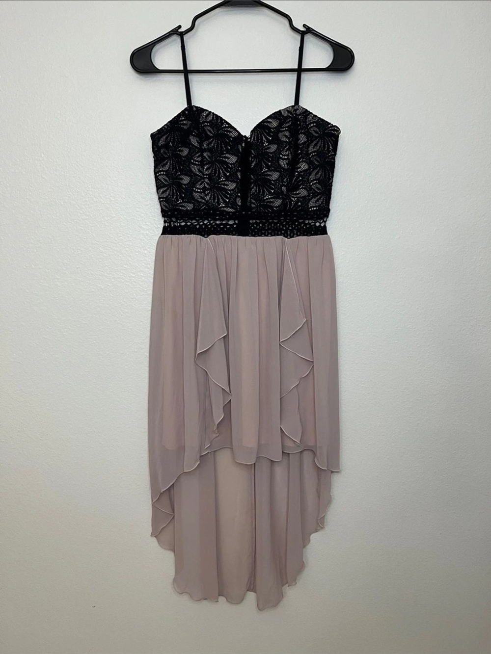 City Triangles Black Lace & Blush Pink Hi-Low Homecoming Prom Formal Dress (15)